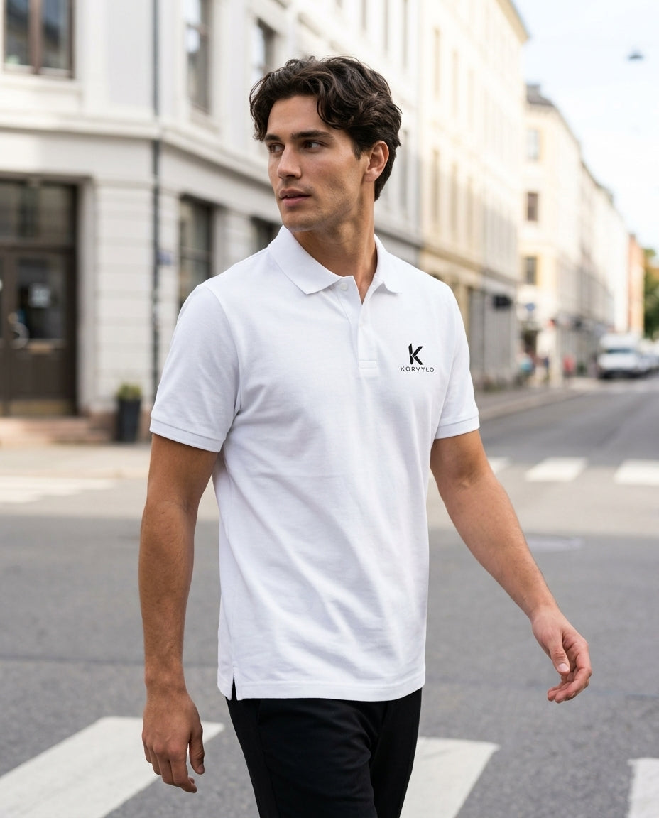 Hvit Pique Polo