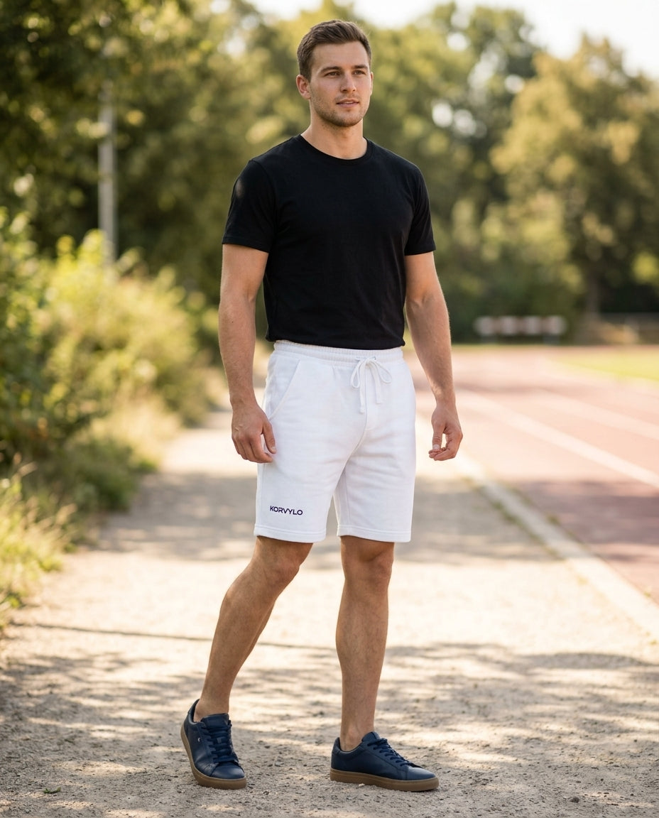 Hvit fleece shorts
