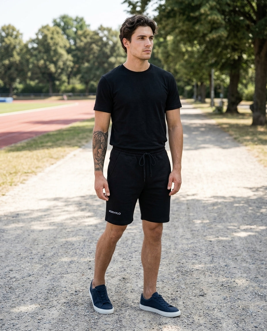 Svart fleece shorts
