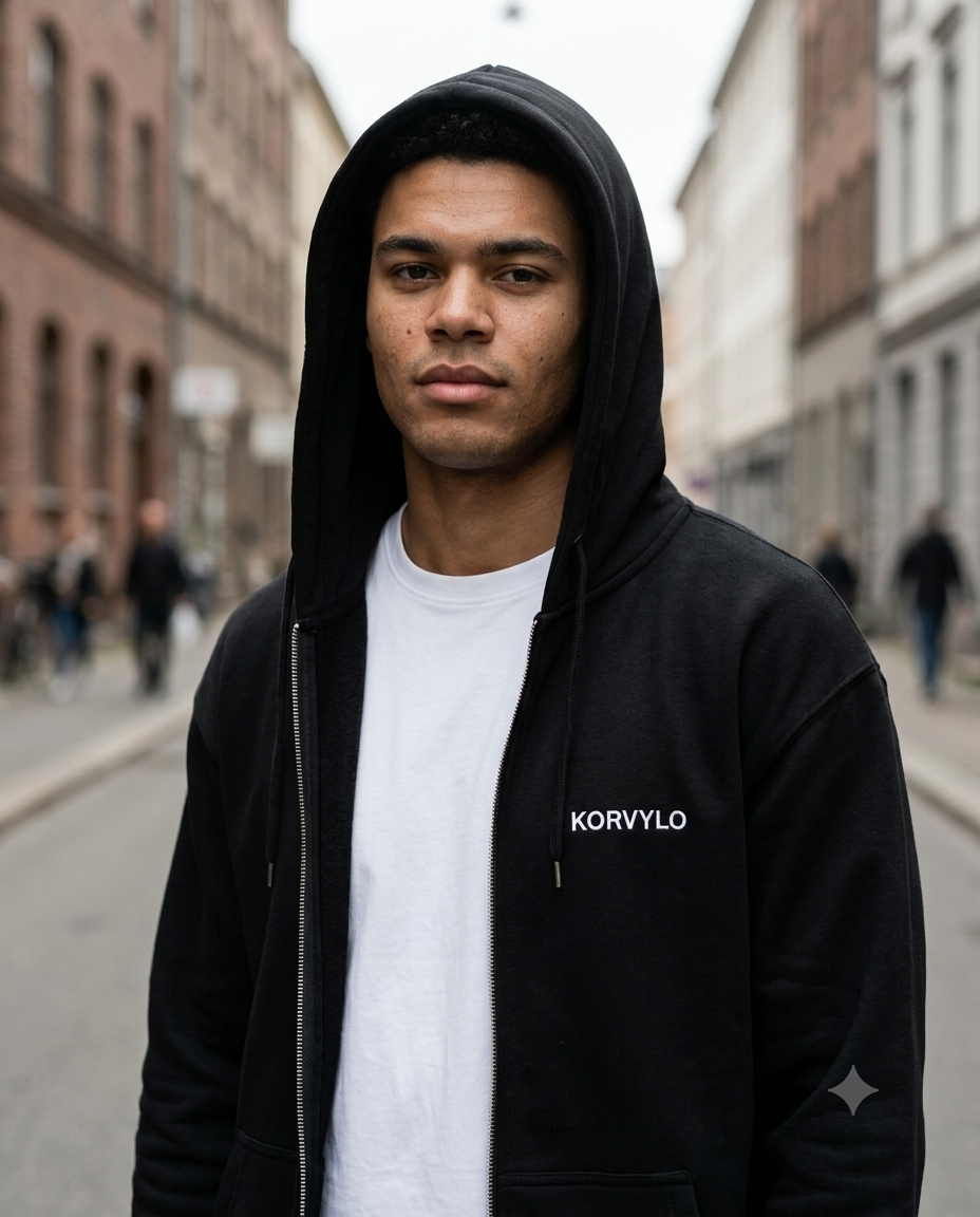 Svart Zip Hoodie